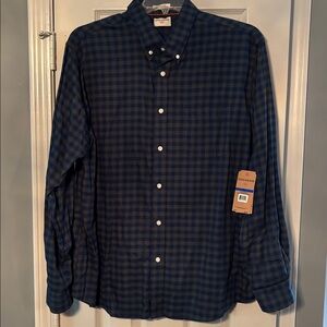 Dockers Classic Fit No Wrinkle Blue Green Plaid Long Sleeve Button Up Shirt NWT